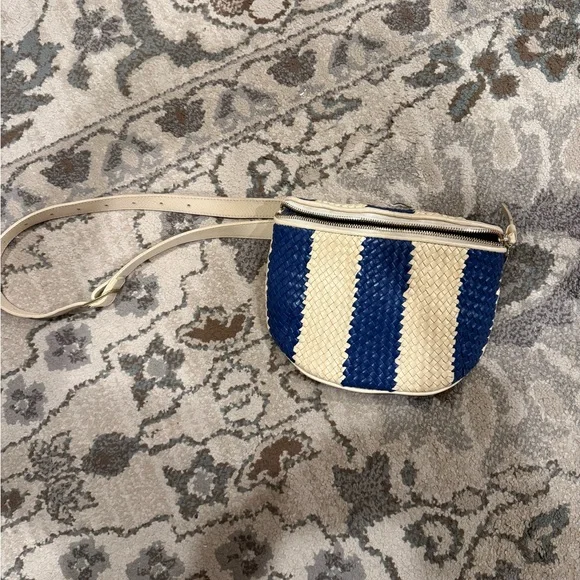 Clare V. Cream and Blue Woven Crossbody Bag - Picture 3 of 5